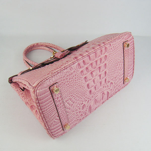 Replica Hermes Birkin 30CM Crocodile Head Veins Bag Pink 6088 On Sale - Click Image to Close